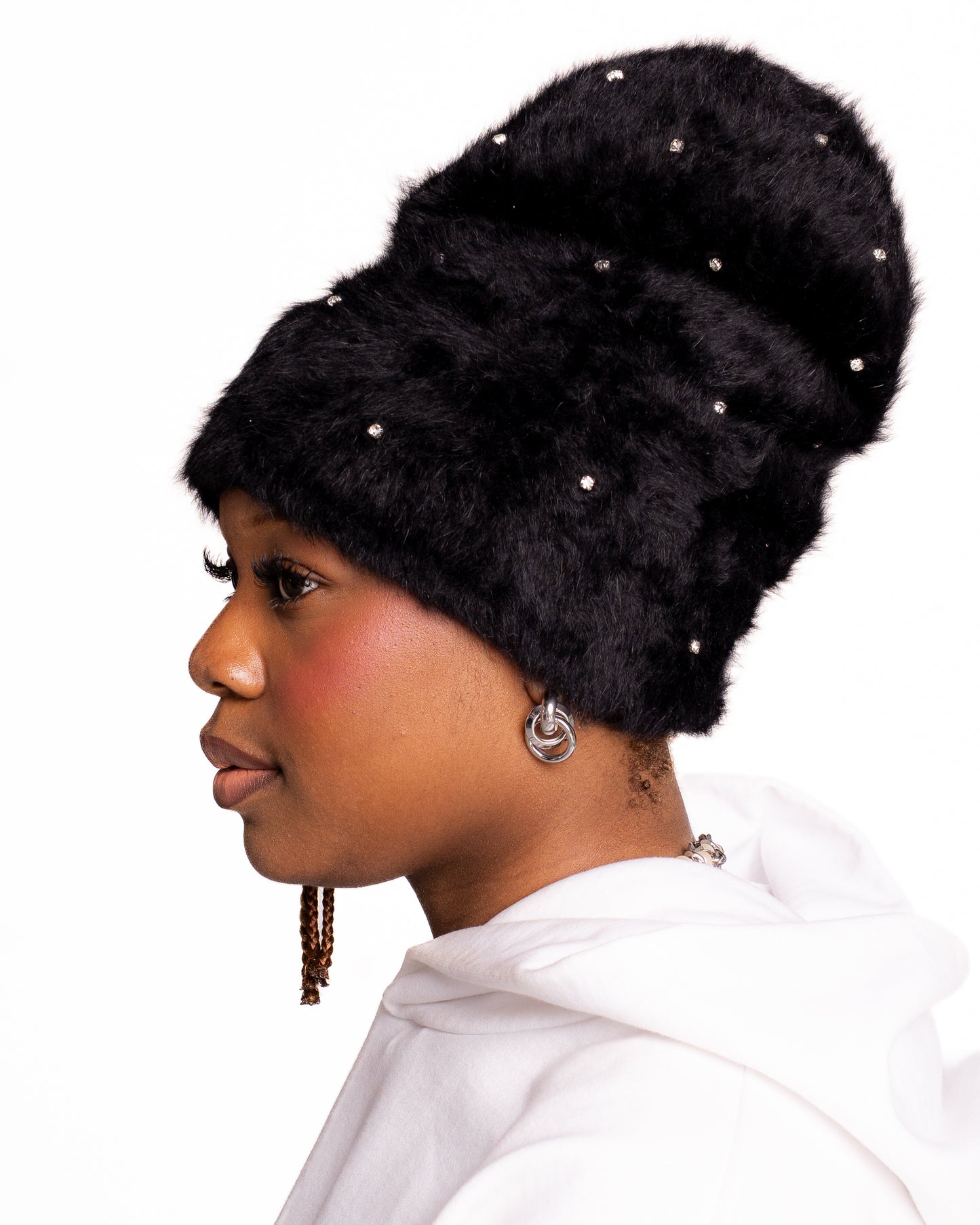 BLACK POP-STAR MOHAIR BEANIES